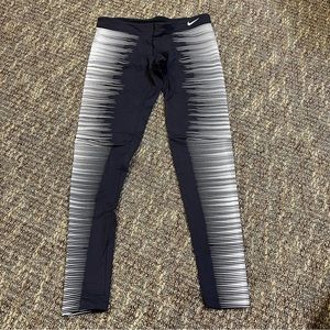 Nike Womens Stretch Dri Fit Reflective Running Tights Leggings Black Medium